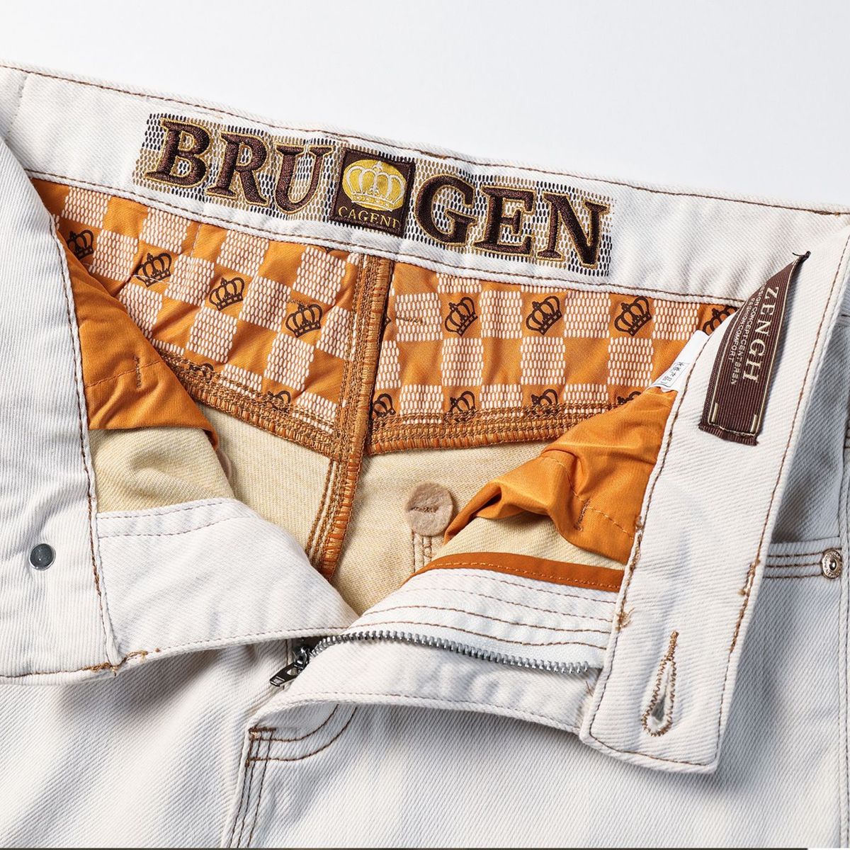 Men's Slim Fit Stretch Jeans - Classic White Gold Washed Denim Pants For Summer, Comfortable Straight Leg Trousers With Mid-Rise Waist_mkmklike.com