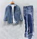 Men's Clothing New 2026 Collection: Shirt And Denim Outfit With Gradient And Paint-splatter Details, In An Old-money Style._mkmklike.com