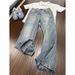 Men's Distressed Loose Straight Leg Jeans Mid Waist Zipper Fly Casual Cotton Trousers With Vintage Washed Design For Autumn_mkmklike.com