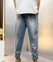 Slim Fit Cropped Jeans For Men And Teenagers Autumn New Style Versatile Light Color Casual Drawstring Jogger Pants_mkmklike.com