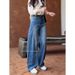 Vintage Blue Wide-Leg Jeans For Women - High Waist Loose Fit Plus Size Denim Pants High-Waist Magic_mkmklike.com