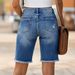 Women's Mid-Rise Ripped Flag Print Shorts Summer Street Style Relaxed Everyday Wear Comfortable Feshion_mkmklike.com