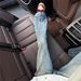 Lightning Stripe Slant Denim Jeans High Street Style Slightly Flared Curved Slim Fit Straight Leg High Waisted Unisex_mkmklike.com