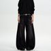 Men's Retro Straight Leg Jeans High Waisted Slimming Loose Fit Floor Length Black Gray Spring Autumn New Style American Denim_mkmklike.com