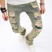 Men's Stretch Slim Fit Vintage Distressed Jeans - Retro Washed Denim Pants With Tapered Leg & Mid-Rise Waist (Color 909, Xs-Xxl)_mkmklike.com