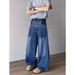 Floral Embroidered Washed Denim Jeans – Oversized Boyfriend Fit With Streetwear Drop-Cuff Hem (Unisex, Distressed Detailing, Spring Essential)_mkmklike.com