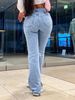 Vintage Straight Leg Jeans For Women – 95% Cotton Stretch Denim Pants, Classic Blue Wash, High Waist, 5-Pocket Design (Retro Streetwear, Unisex Fit)_mkmklike.com