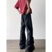 Men's Clothing Retro Washed Black Wide Leg Jeans Loose Fit Japanese Casual Style Unisex Straight Leg Design Trousers American High Street Versatile_mkmklike.com