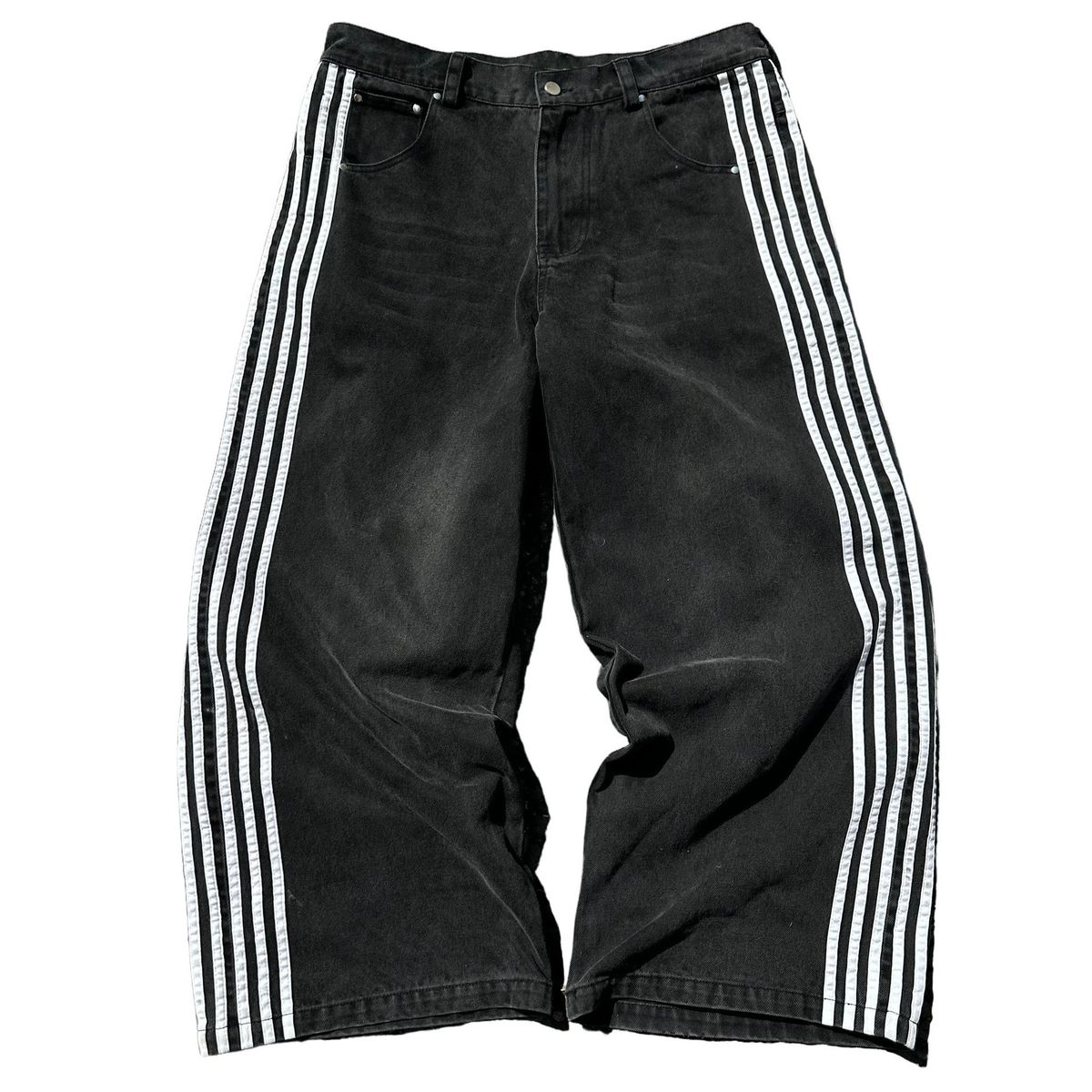 Men's Clothing 2025 New Trendy And Stylish Loose Fitting Wide Leg Jeans With Side Drawstrings, Suitable For Men And Women, Casual And Versatile_mkmklike.com