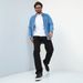 Men's Simple Loose Straight Leg Jeans Trousers_mkmklike.com