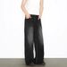 Men's Clothing Trendy Men's Washed Jeans Denim Lightning Stripe Design Loose Straight Leg Wide Leg Pants Retro Style_mkmklike.com