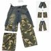 Men's Clothing Washed Distressed Holes Two Piece Camouflage Denim Stitching Detachable Trousers Cropped Trousers_mkmklike.com
