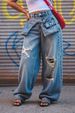 Women's Vintage Distressed Straight Leg Jeans – Retro Blue Denim With Ripped Details (S-3XL)_mkmklike.com