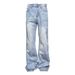 Men's Vintage Washed Blue Straight Leg Jeans – High Street Clean Fit | Polyester Denim | Distressed Hem | Sizes M-3xl_mkmklike.com