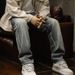 Men's Oversized Straight Leg Jeans - Vintage Washed Denim Pants For Casual Streetwear (S-XXXL, Blue, Non-Stretch Cotton)_mkmklike.com