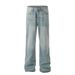 American High Street Vibe Style Trendy Washed Cream Ice Blue Flared Casual Jeans Loose Versatile Floor-Length Pants_mkmklike.com
