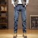 Men's Trendy High End Blue Grey Jeans American Style Minimalist Washed Straight Leg Stretch Anti Theft for Youth_mkmklike.com