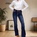 Women's Slim Fit Flared Jeans Casual Flattering Long Pants Versatile European American Style Denim_mkmklike.com
