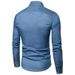 Spring and Autumn Casual Pocket Collar Cotton Slim Fit Long Sleeve Denim Shirt Men's_mkmklike.com