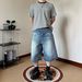 Men's Washed Whiskered Cropped Trousers Style Loose Fit Button Down Distressed Denim Shorts_mkmklike.com