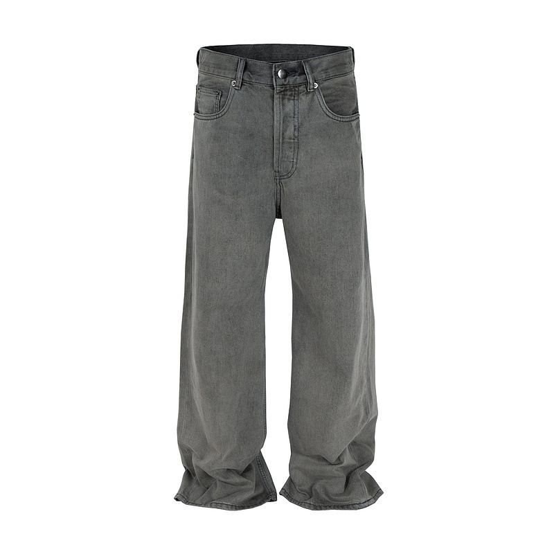 High Street AC Washed Loose Wide Leg Jeans Mid Waist Blue Gray Cotton Casual Sports Biker Style_mkmklike.com