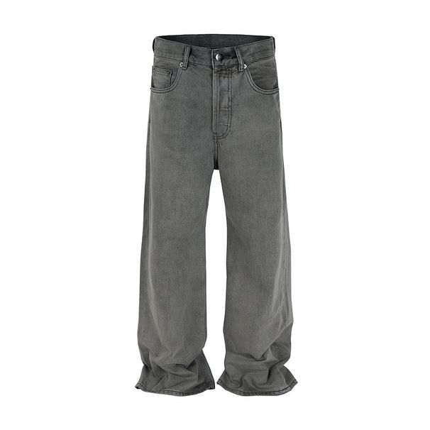High Street AC Washed Loose Wide Leg Jeans Mid Waist Blue Gray Cotton Casual Sports Biker Style_mkmklike.com