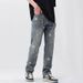 Men's Street Style Jeans - Relaxed Straight Fit With Star Wash & Wide Leg Design For All Seasons_mkmklike.com