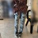 Men's Clothing Men's Slim Fit Stretch Jeans Distressed Rhinestone Sole High Street Vibe Casual Harem Pants Style Splatter Ink_mkmklike.com