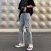 Men's Vintage Distressed Denim Jeans - Relaxed Straight Leg Wide Fit With Raw Hem & Ripped Details, Casual Streetwear For Summer_mkmklike.com