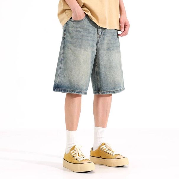 Men's Clothing Retro Denim Shorts Trendy Loose Men's Vintage Denim Shorts - Relaxed Fit Straight Leg Casual Summer Shorts With Heavyweight Fabric_mkmklike.com