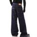 Men's Clothing Double-Waistband Raw Denim Jeans – Distressed Blue Workwear Pants With Rivets & Loose Straight Fit, Unisex Carpenter Style Trousers_mkmklike.com