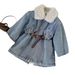Girls Denim Dress Fleece Lined Thickened Long Warm Winter Jacket Baby Girls Clothing Relaxed Everyday Wear Versatile Comfortable Feshion Trend_mkmklike.com
