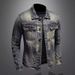 Men's Vintage Denim Jacket With Multiple Pockets, Slim Fit Casual Coat, Retro Washed Cotton Trucker Jacket For Men_mkmklike.com