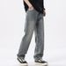 Men’s Loose-Fit Printed Denim Pants – Retro All-Over Floral Jacquard Jeans Streetwear Straight-Leg Trousers With Distressed Wash_mkmklike.com