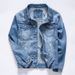 Men's Clothing Handsome Denim Jacket Korean Style Denim Jacket - Trendy Slim Fit Casual Coat With Light Wash - Youthful Streetwear For All Seasons_mkmklike.com