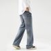 New In Stock American Style Loose Straight Jeans Teenagers, Stylish And Tall, Vintage Washed Wide-Leg Pants For Men_mkmklike.com