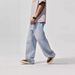 Men's Light Blue Relaxed Fit Straight Leg Jeans - Vintage Washed Denim Pants For Casual Wear_mkmklike.com
