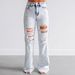 Women's Straight Leg Ripped Jeans Mid-Waisted Loose Fit Denim for Autumn European And American Cross-Border E-commerce_mkmklike.com