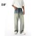 EF JEANS | 2025 Spring New Product Casual Retro Washing Gradual Change Whitening Lace Up Old Jeans Trendy Man_mkmklike.com
