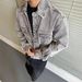 Men's Vintage Washed Denim Jacket - Streetwear Oversized Casual Coat For Spring (Light Black, Light Brown)_mkmklike.com