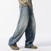 American Style Washed Simple Jeans For Men High-End Cool Street Fashion Loose Casual Straight Long Pants_mkmklike.com