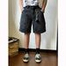 Men's Clothing Distressed Washed Elastic Denim Shorts Niche Deconstructed Design Yellow Mud Dyed Loose Versatile Shorts_mkmklike.com