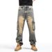 Tall Extended Version American Multi-pocket Tooling Jeans Men's Wide-leg Loose High Street Trendy Brand Heavy Large Size_mkmklike.com