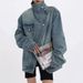 Unisex Distressed Denim Jacket – Oversized Cropped Fit With Asymmetrical Wash & Stand Collar (S-XL, Streetwear Style)_mkmklike.com
