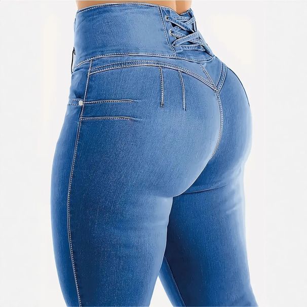Women's Clothing Women's High-Waisted Mom Jeans – Lifting Stretch Denim Pants With Vintage Wash (Light Blue, Blue, Dark Blue, XS-XXL)_mkmklike.com