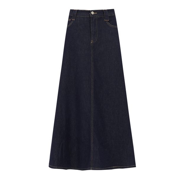 K Retro And Versatile Women's High-waisted A-line Flowing Maxi Skirt_mkmklike.com