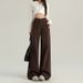 Coffee Colored High-Waisted Wide Leg Jeans for Women Slimming Casual Loose Straight Leg Trousers Trendy Versatile New Style_mkmklike.com