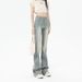 American Retro Cream-colored Stretch Denim Flared Pants, 2025 Autumn And Winter New High-waisted Straight-leg_mkmklike.com