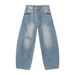 Men's Clothing Korean Style Distressed High Street Ripped Retro Whitened Fashion Loose Denim Scimitar Pants Trend_mkmklike.com