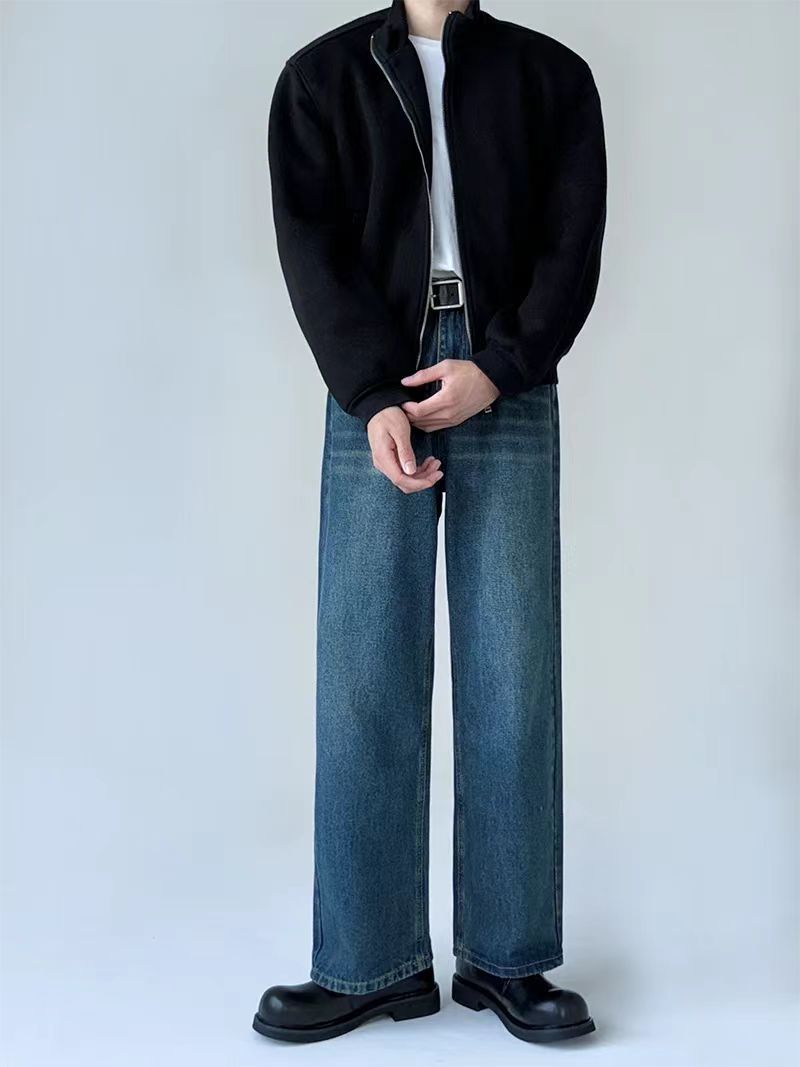 Baggy Dad Jeans – Oversized Streetwear Denim With Vintage Wash & Distressed Details (Unisex High-Waisted Straight-Leg Pants)_mkmklike.com